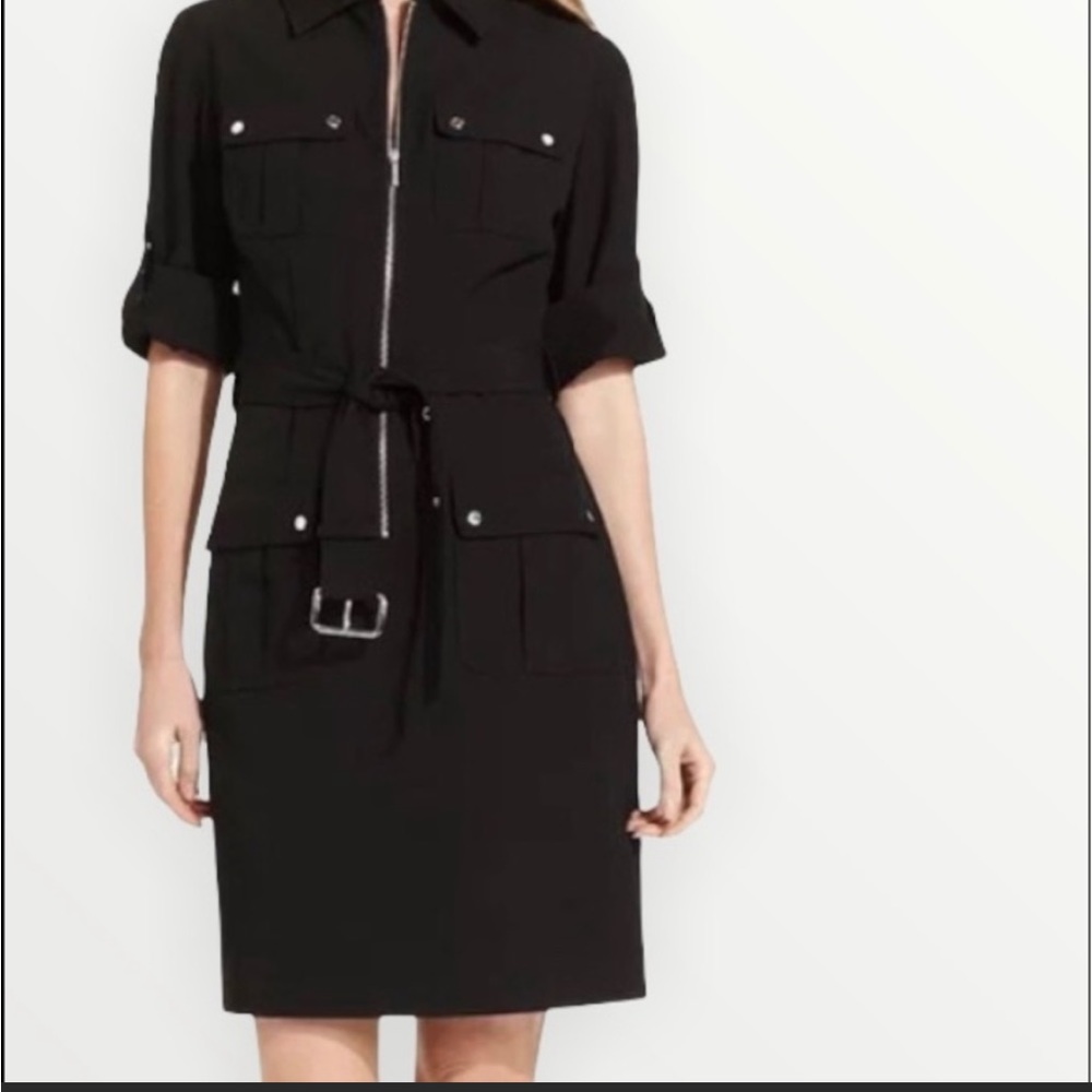 MICHAEL Michael Kors Womens Short Sleeve Pockets‎ Brown Collared Dress Large - Picture 5 of 16